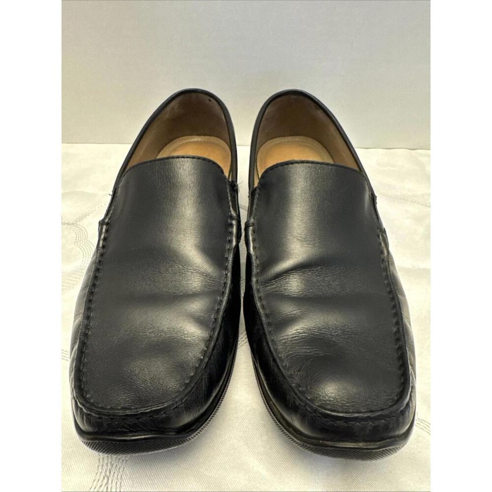 Mens Black Leather Ecco Size 45 Loafers Slip Ons